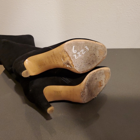 Sézane Les Souliers Black Suede Knee High Boots Portugal - Picture 7 of 11